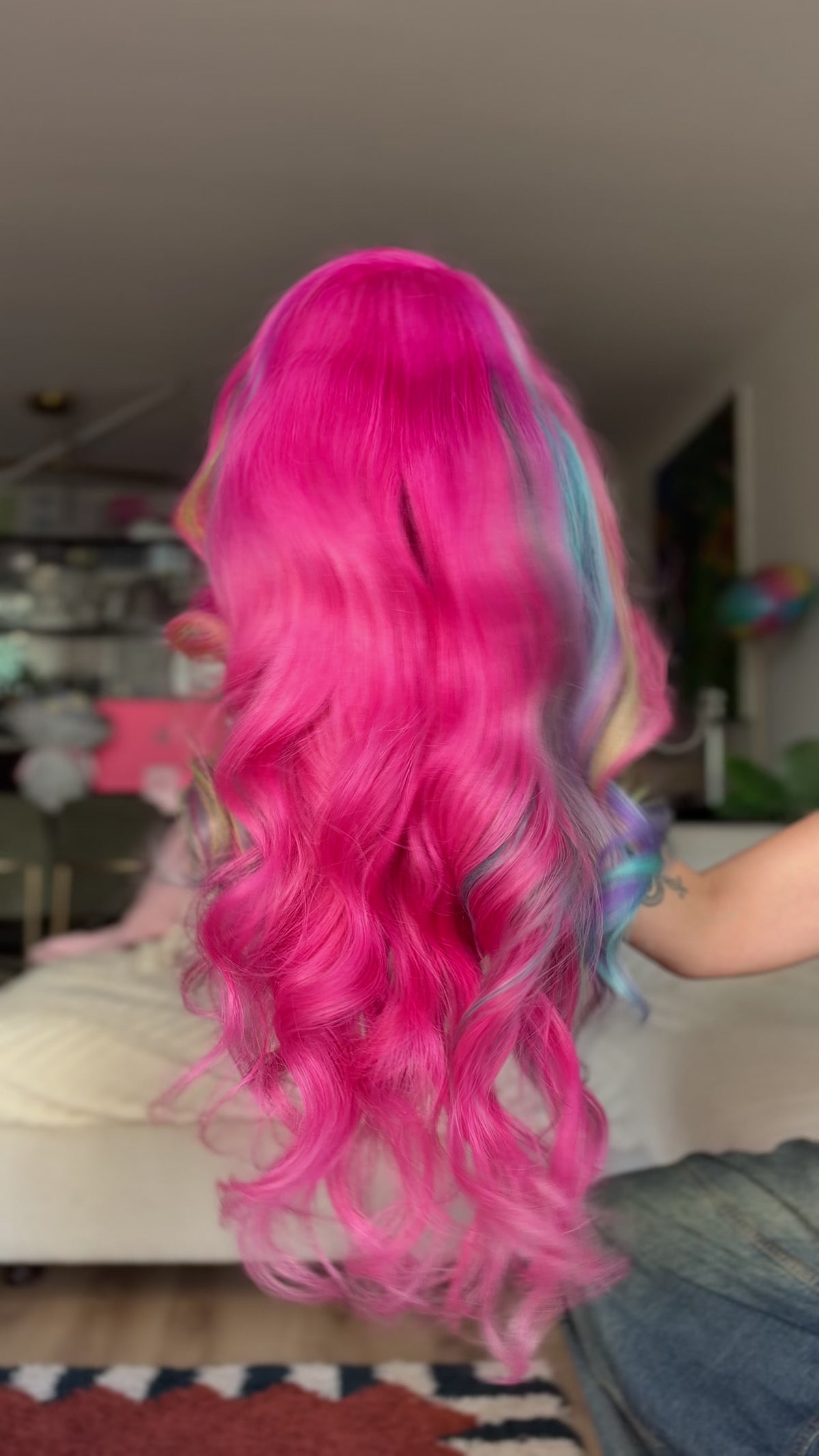 super girl: hot pink peekaboo 13x6 hd-lace frontal wig